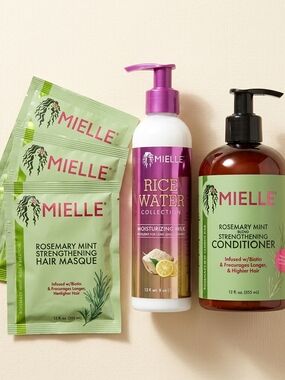 Mielle Rosemary Mint & Rice Water Hair Care Bundle Rice Water Conditioner Masque